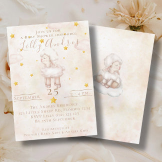 Pinky-molnstoftstjärnor Baby Shower Inbjudningar