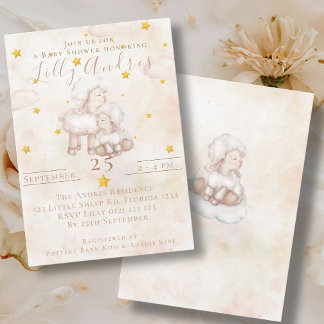 Pinky-molnstoftstjärnor Baby Shower Inbjudningar