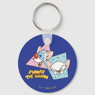 Pinky och hjärnan Retroteckengrafik Nyckelring