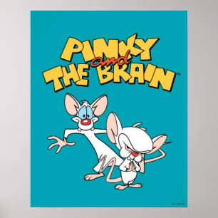 Pinky och hjärnan Visa Logotyp Poster