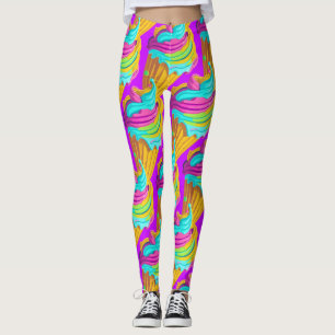 Pinky Pink Blå Gul Glasskon Sommarglädje Leggings