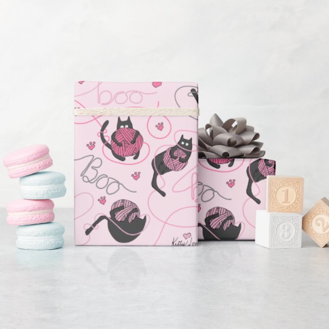 Pinky Pink Kitty Kärlek Kattungar och Garn Tova Ki Presentpapper (Baby Shower)