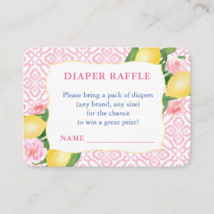 Pinky Pink Lemon Baby Shower Blöja Lotteri Tilläggskort