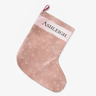 Pinky Pink Pärl Rosa Guld Glam Stor Julstrumpa