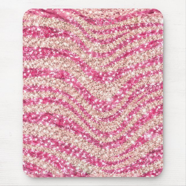 Pinky Pink Röda Glitter Zebramönster             Musmatta (Framsidan)