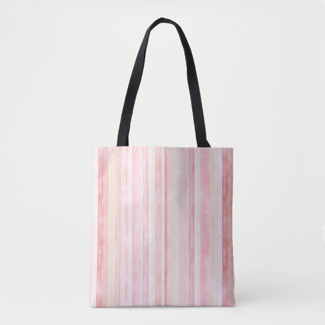 Pinky Pink Rödfärgad Vitrandig Tygkasse (Framsida)
