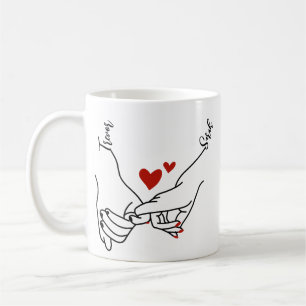 Pinky Promise Holding Händer Älskare Gift Kaffemugg