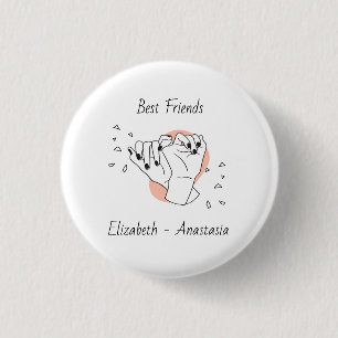 Pinky Promise Illustrated Personlig Best Friend Knapp
