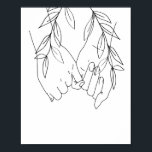 Pinky Promise Line Art med Löv Poster<br><div class="desc">Pinky Promise Line Art med Löv</div>