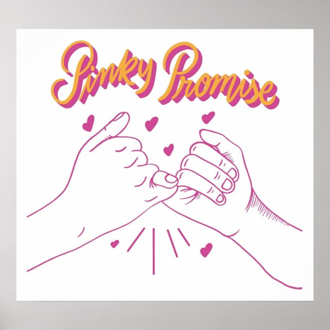 Pinky Promise med hjärtan Poster (Framsidan)