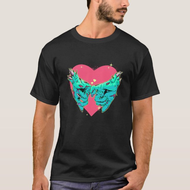 Pinky Promise Zombie Hand Par Valentines day H T Shirt (Framsida)