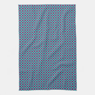 Pinky Red & Blue Mönster Tea Towel Kökshandduk
