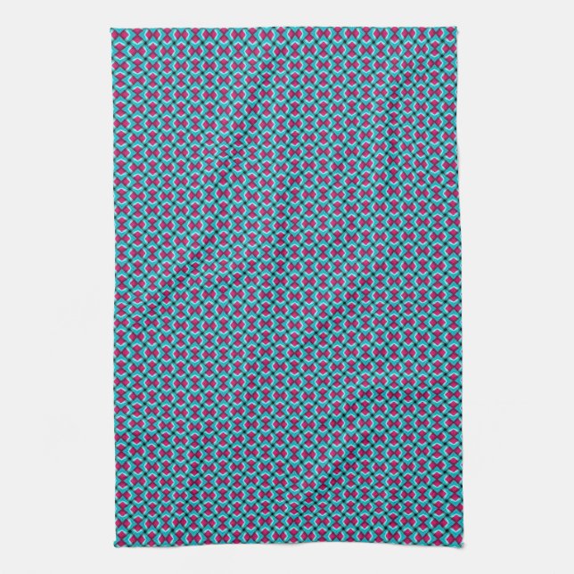 Pinky Red & Blue Mönster Tea Towel Kökshandduk (Vertikal)