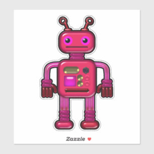 Pinky Rosa Robot Cute Klistermärken