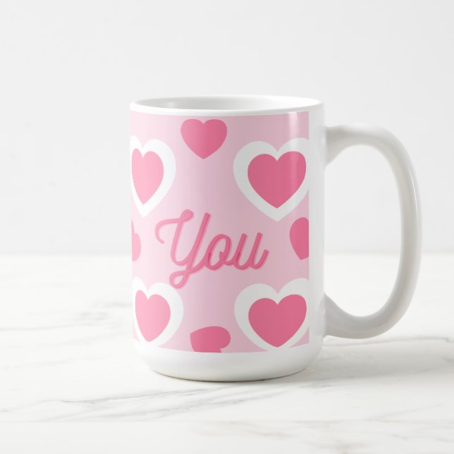 Pinky söt hjärtan-design kaffemugg (Höger)