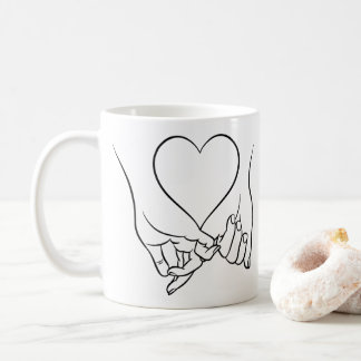Pinky Swear & Heart Line Art Design Kaffemugg