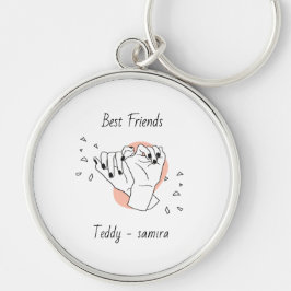 Pinky Swear med Namn Personlig Best Friend Rund Silverfärgad Nyckelring