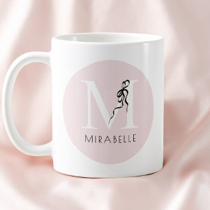 Pinkyfika Rosa Elegant Svart Slinga Initial Söt Mo Kaffemugg