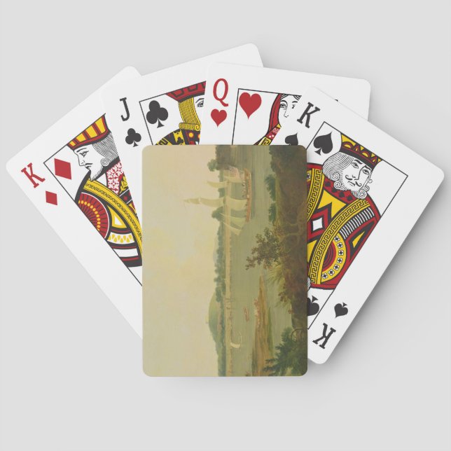 Pinnace som seglar ned på Ganges förbi Monghyr For Casinokort (Baksidan)