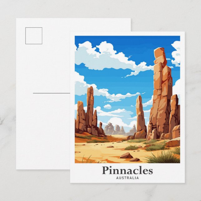 Pinnacles Australia Travel Potrait Illustration Vykort (Fram/baksida)