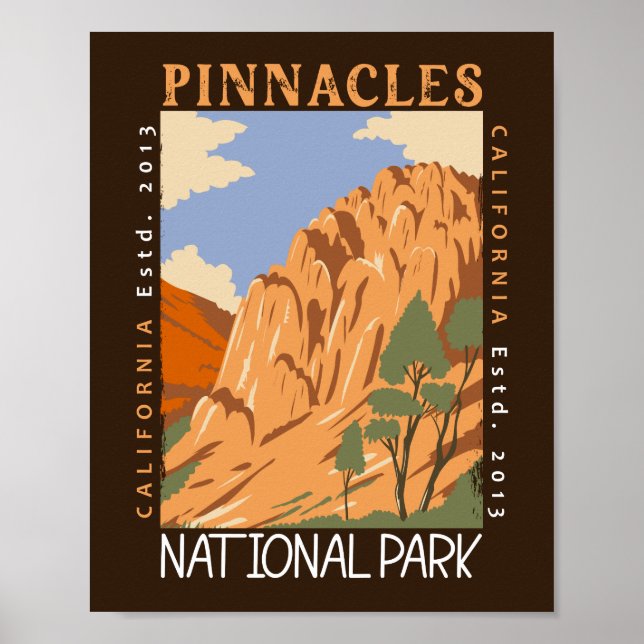 Pinnacles National Park California Distress Poster (Framsidan)