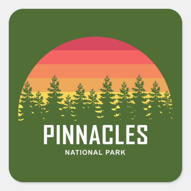 Pinnacles nationalpark fyrkantigt klistermärke (Framsida)