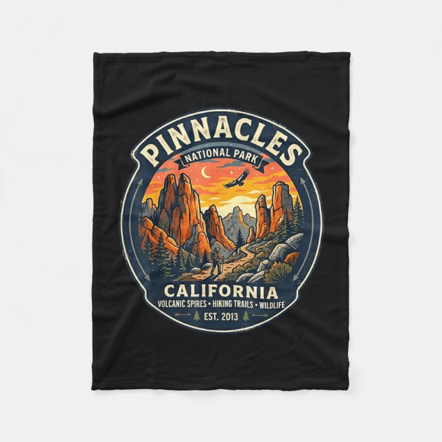 Pinnacles nationalpark Kalifornien retro vandring Fleecefilt (Framsidan)