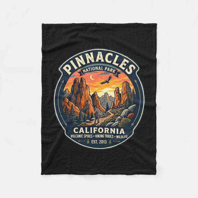 Pinnacles nationalpark Kalifornien retro vandring Fleecefilt (Framsidan)