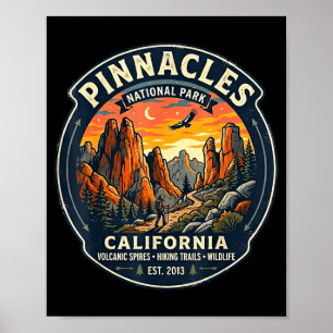 Pinnacles nationalpark Kalifornien retro vandring Poster
