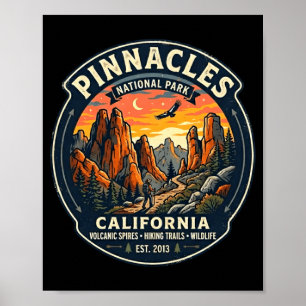 Pinnacles nationalpark Kalifornien retro vandring Poster