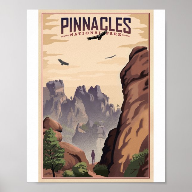 Pinnacles nationalpark Litho Artwork Poster (Framsidan)