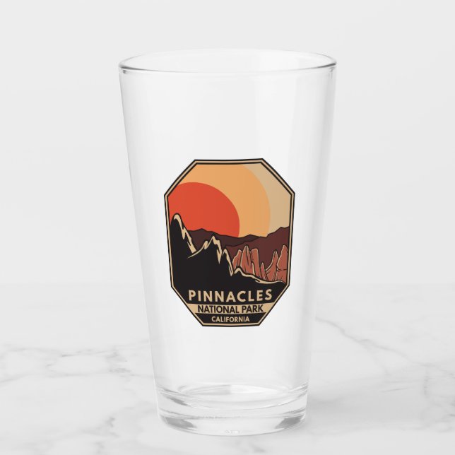 Pinnacles nationalpark Minimal Retro Emblem Glaskopp (Framsida)