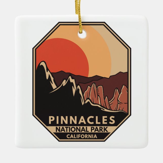 Pinnacles nationalpark Minimal Retro Emblem Julgransprydnad Keramik (Framsida)