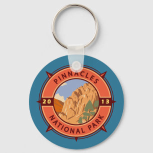 Pinnacles nationalpark Retro Compass Emblem Nyckelring
