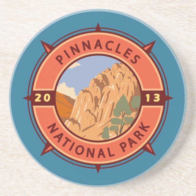 Pinnacles nationalpark Retro Compass Emblem Underlägg (Framsidan)