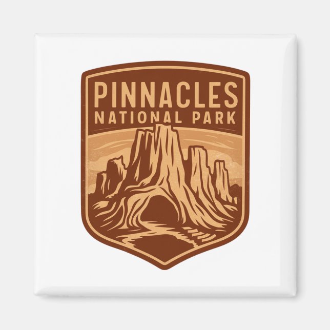 Pinnacles nationalpark Travel Emblem Magnet (Framsidan)