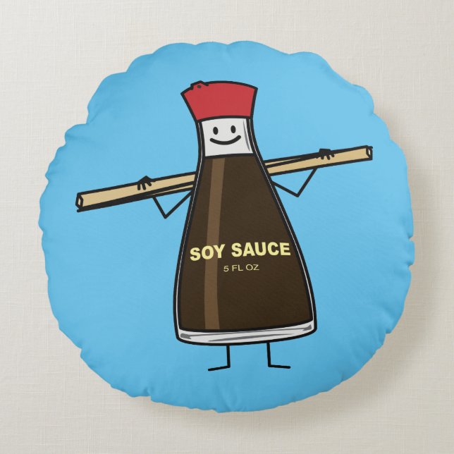 Pinnar för asiat för soyaflaskasmaktillsats rund kudde (Framsidan)