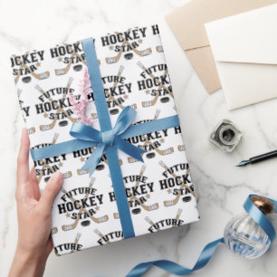 Pinnar för hockey för brunt för stjärna för hockey presentpapper