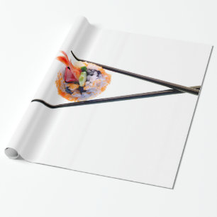 Pinnar för svart för Sushiräkarulle på vit Jap Presentpapper