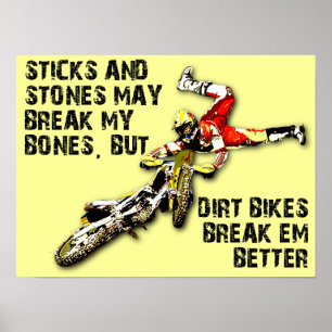 Pinnar Och Stenar Dirt Bike Motocross Rolig Poster