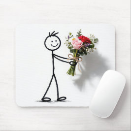 Pinne man med rosbukett musmatta