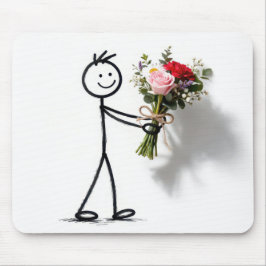 Pinne man med rosbukett musmatta