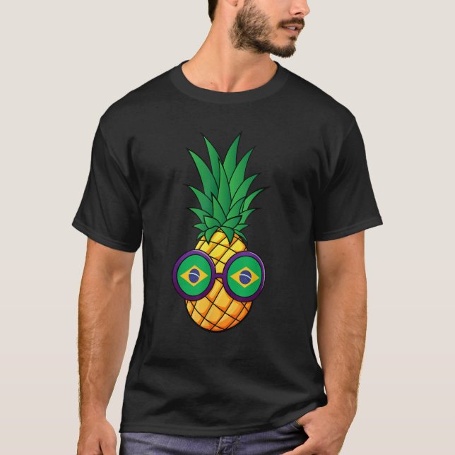 Pinneaple Brazilian Vacation Brazil Flag T Shirt (Framsida)
