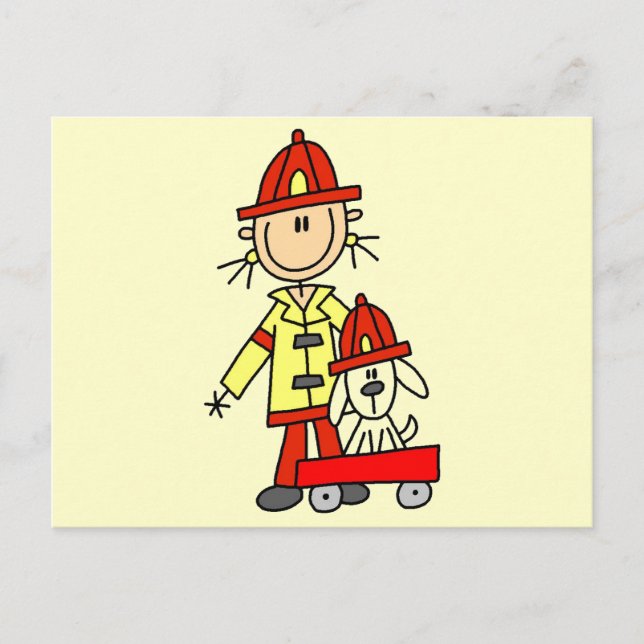Pinnefigur brandman med dalmatiner vykort (Framsida)