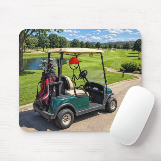 Pinnefigur Golfare i en Golfkärra Musmatta (Med mus)