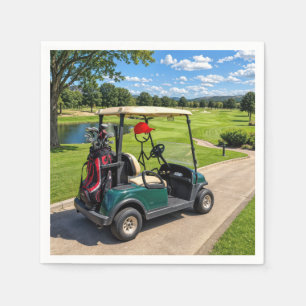 Pinnefigur Golfare i en Golfkärra Pappersservett