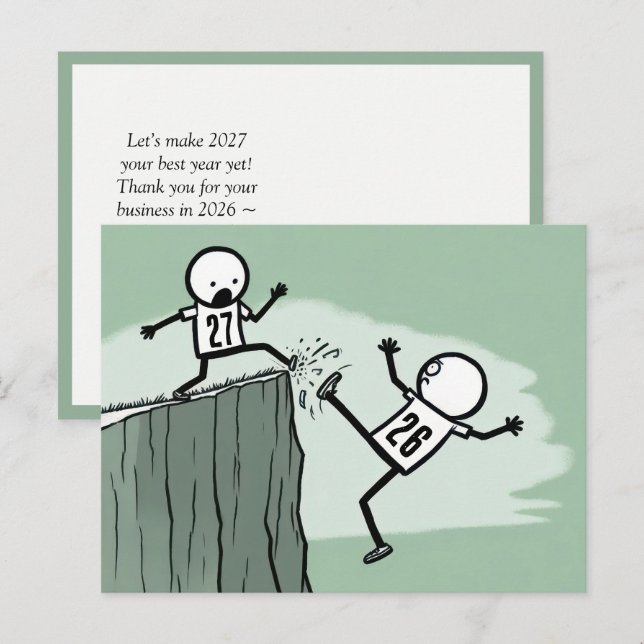 Pinnefigur Humor för 2027 Nyår  Vykort (Fram/baksida)