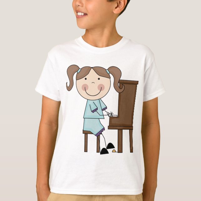 Pinneflicka som leker pianot tee (Framsida)