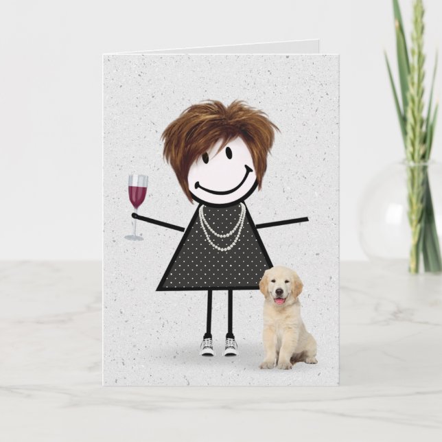 Pinnefödelsedagsflicka med Golden Retriever Kort (Framsida)