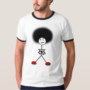 Pinneman med ett afro- tee shirt